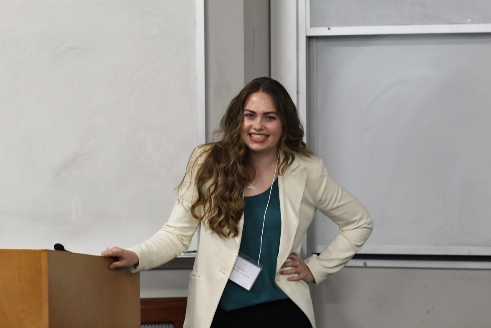 a participant answers question